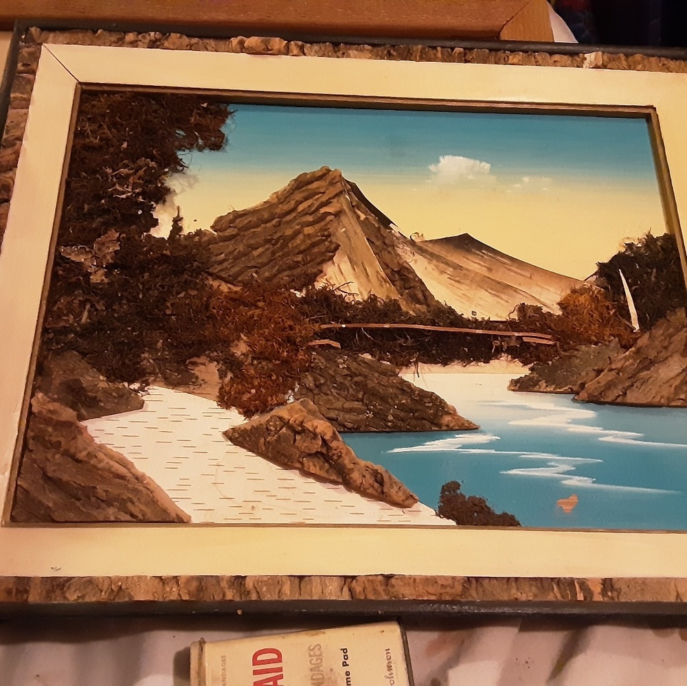 Vintage Japanese  Bark Art